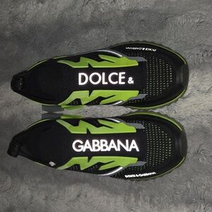 Dolce & Gabbana Men's Black and Lime Sneakers